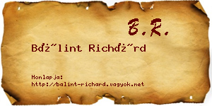 Bálint Richárd névjegykártya